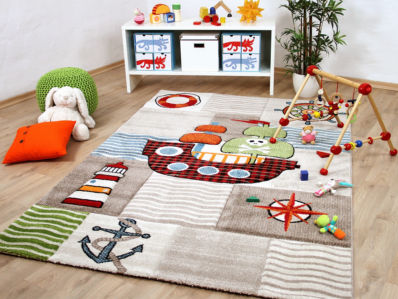Kinder Teppich Savona Kids Piratenschiff Beige Bunt Kinder Teppich Savona Kids Piratenschiff Beige Bunt