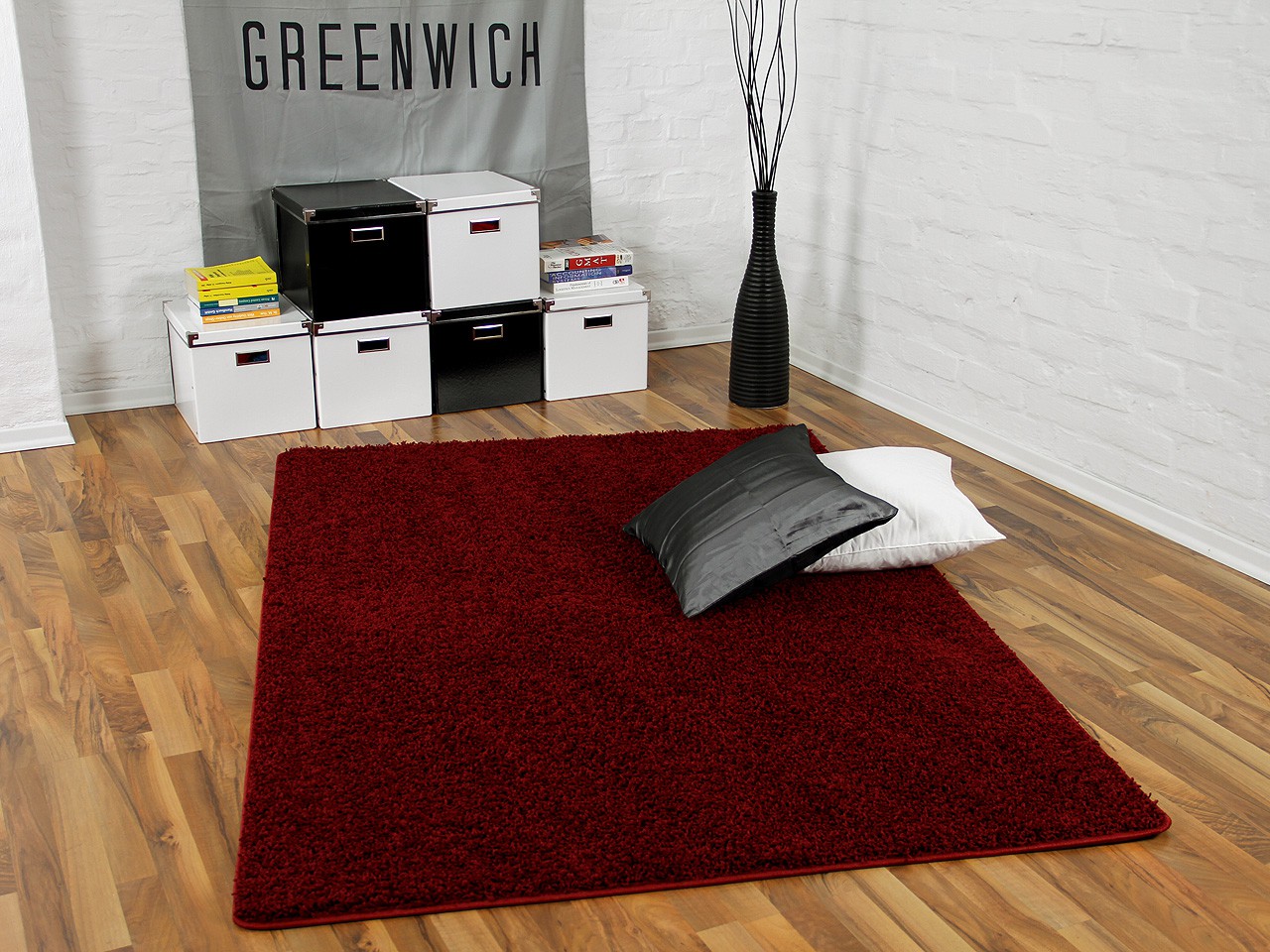 Teppich Hochflor Shaggy Premio Weinrot in 22 Größen Teppich Hochflor Shaggy Premio Weinrot in 22 Größen
