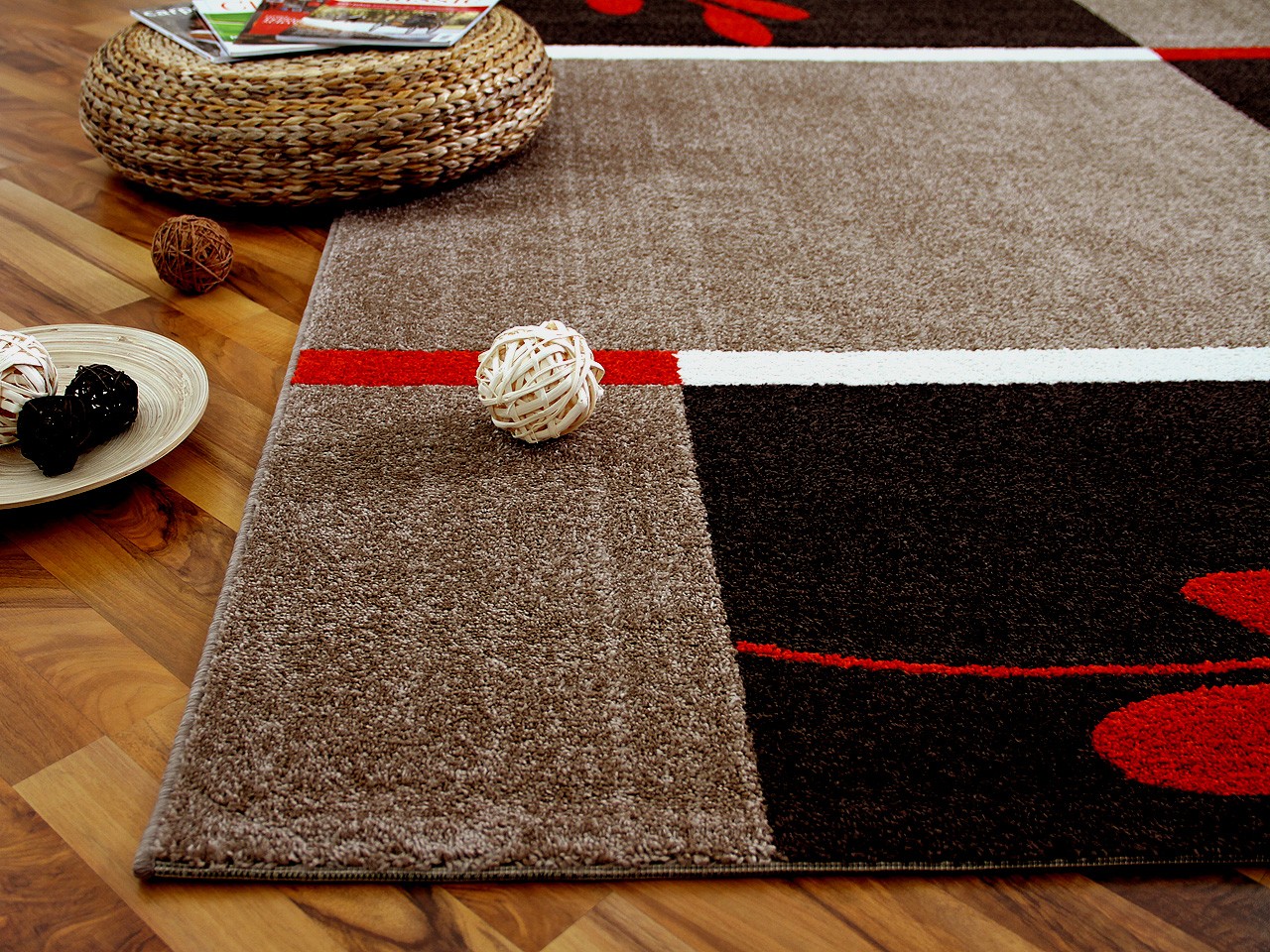 Designer teppich softstar country rot braun blumen sonderangebot ... Welche farben passen zu rot und braun